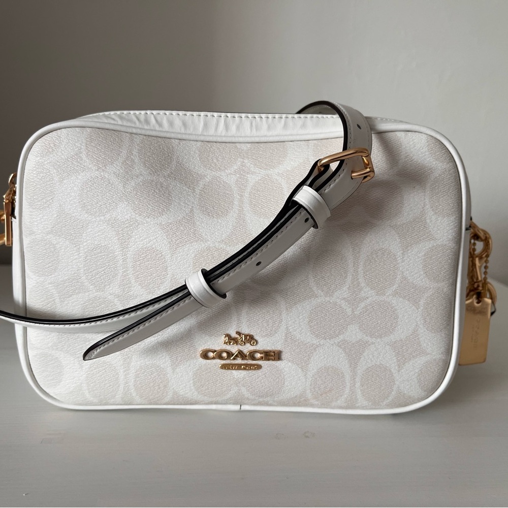 Coach Cream Crossbody Bag with Gold Accents